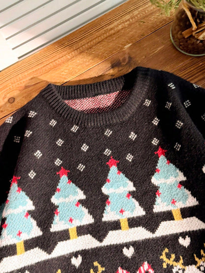 Men's Christmas Pattern Crew Neck Casual Pullover Long Sleeve Sweater