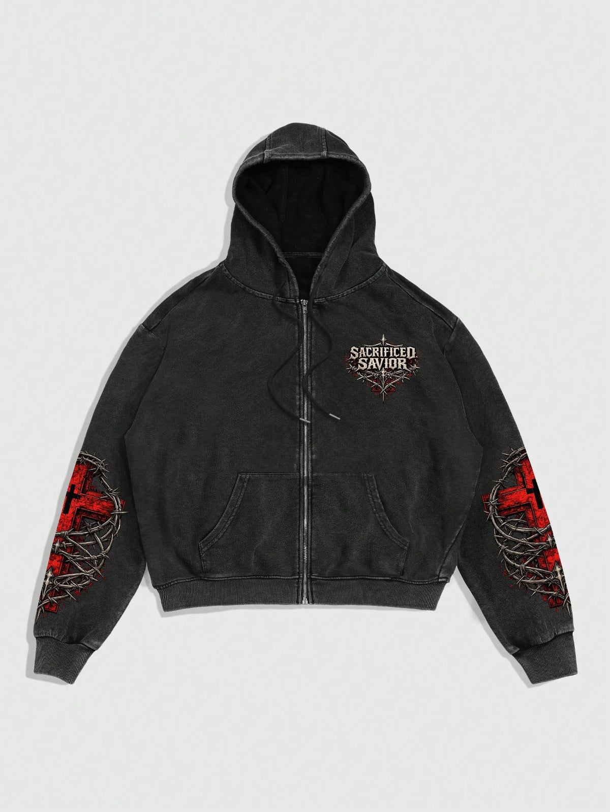 Sacrificed Savior Gothic Zip Hoodie
