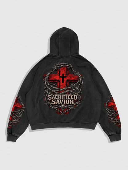 Sacrificed Savior Gothic Zip Hoodie