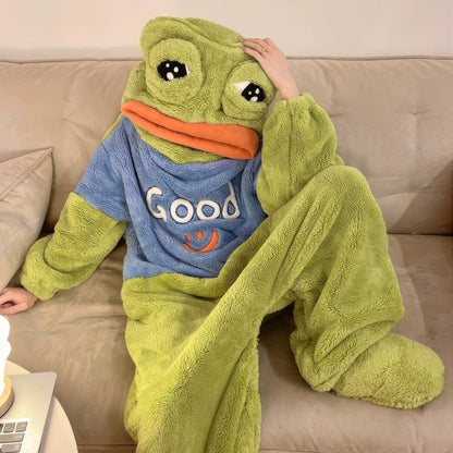 Sad Frog Fleece Onesie Pajama
