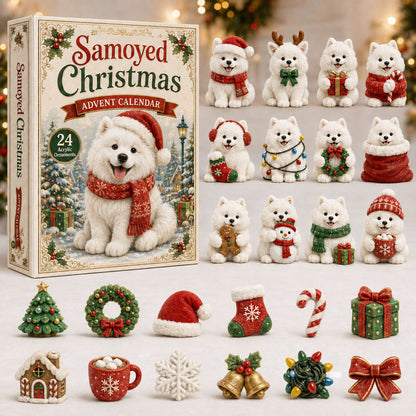 CHRISTMAS KICKOFF 40% OFF - Samoyed Christmas Advent Calendar 2026 - 24-Day Festive Countdown, Acrylic Charms Blind Box - Gift For Samoyed Lovers AC0HA001