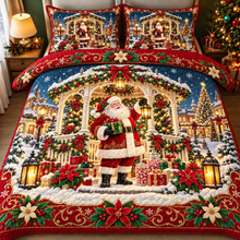 Santa Claus Christmas Bedding Set Festive Holiday Quilt Cover