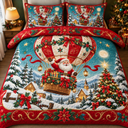 Santa Claus Hot Air Balloon Festive Christmas Bedding Set