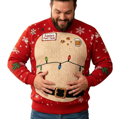 Santa's Fuel Tank Hairy Belly Christmas Sweatshirt
