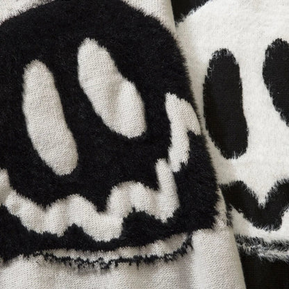 Y2K Distressed Smiley Knit Sweater