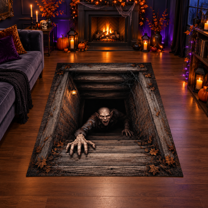 Scary Cellar Monster Crawling Halloween Area Rug