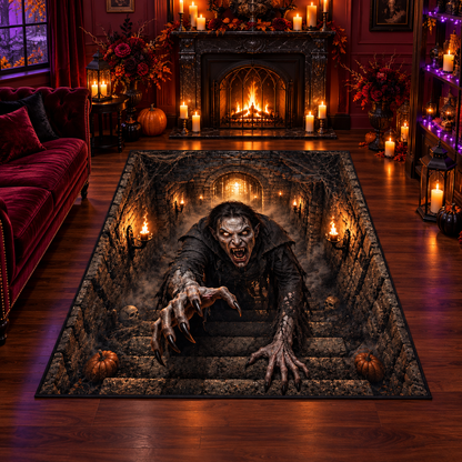 Scary Dungeon Vampire Crawling Halloween Area Rug