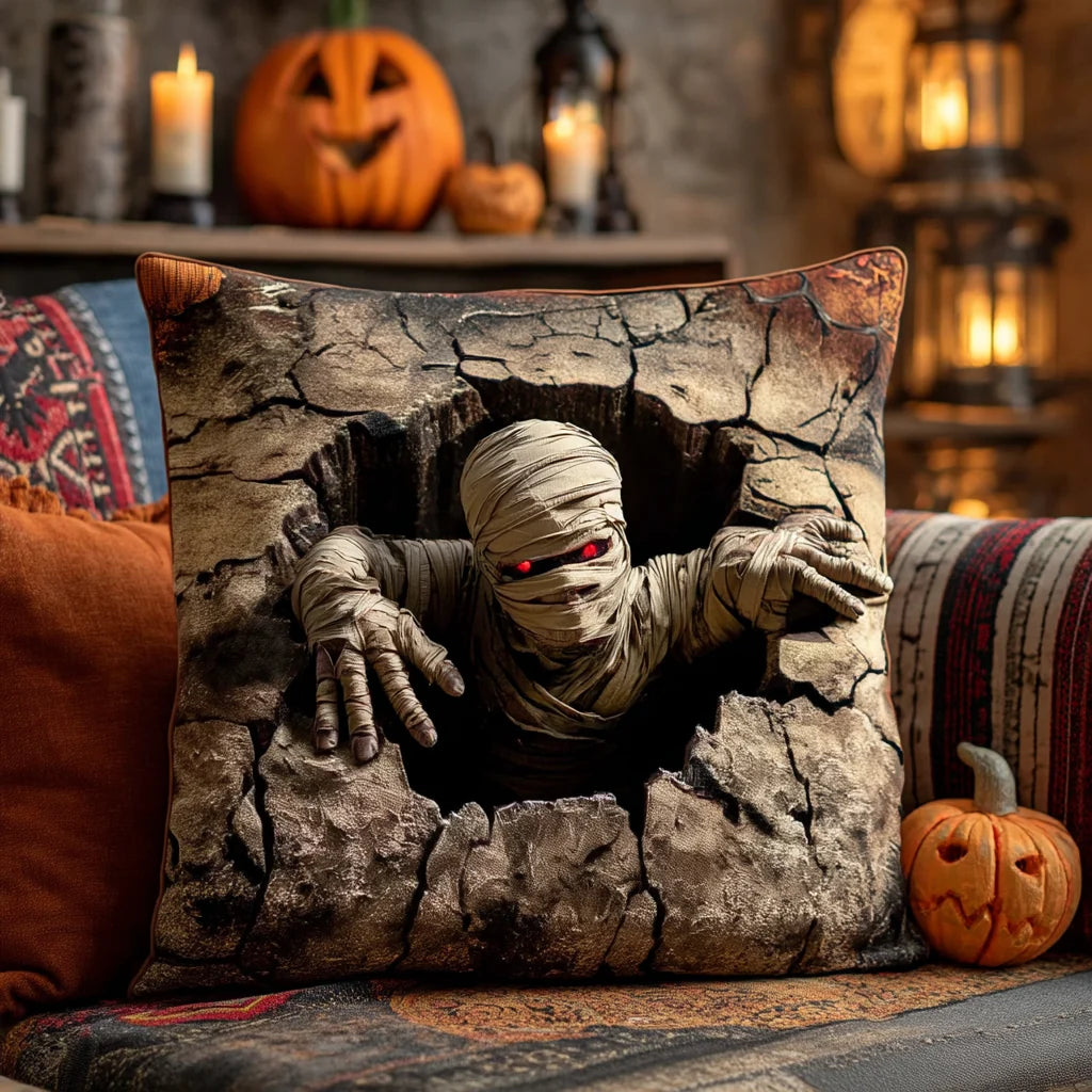 Scary Mummy Halloween Quilted Pillow Case