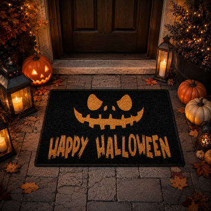 Scary Pumpkin Face Happy Halloween Gate Doormat