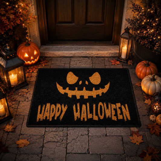 Scary Pumpkin Face Happy Halloween Gate Doormat