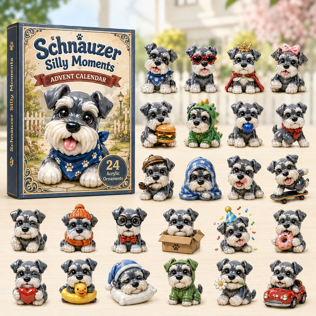CHRISTMAS KICKOFF 40% OFF - Schnauzer Silly Moments Advent Calendar 2026 - 24-Day Festive Countdown, Acrylic Charms Blind Box - Gift For Schnauzer Lovers AC0HA137