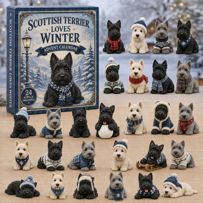 CHRISTMAS KICKOFF 40% OFF - Scottish Terrier Winter Advent Calendar 2026 - 24-Day Festive Countdown, Acrylic Charms Blind Box - Gift For Dog Lovers AC0TM253