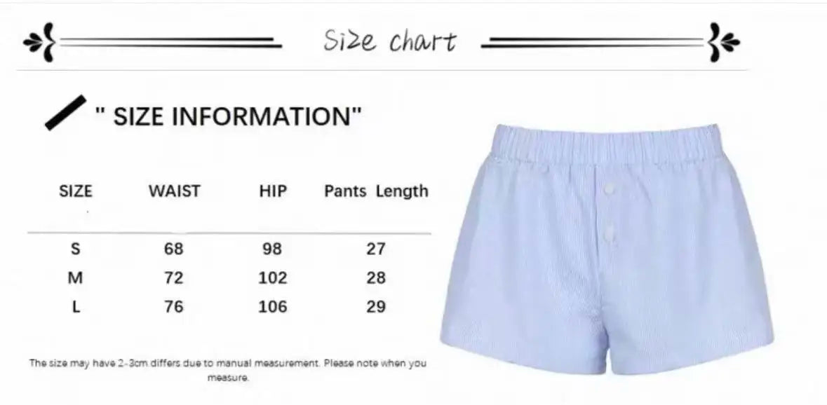 Pink Striped High-Waist Button Cotton Boxer Shorts