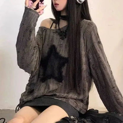 Y2K Star Grunge Sweater