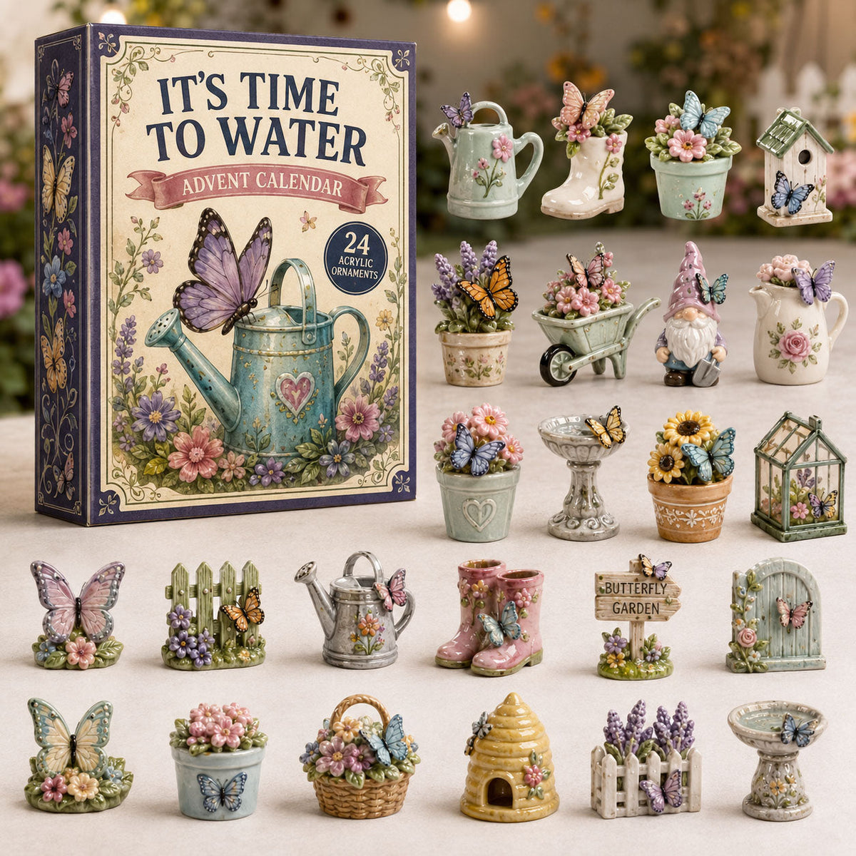 CHRISTMAS KICKOFF 40% OFF - Secret Garden Advent Calendar 2026 - 24-Day Festive Countdown, Acrylic Charms Blind Box - Gift For Gardening Lovers