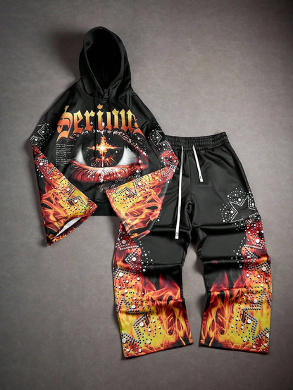 Serenity Eye Flame Crystal Mens Tracksuit Set