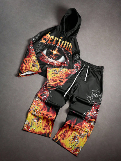 Serenity Eye Flame Crystal Mens Tracksuit Set