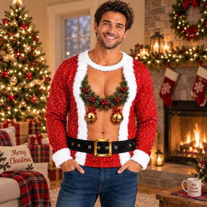Sexy Santa Open Chest Men's Christmas Sweater