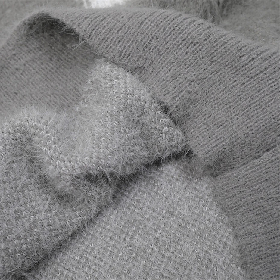 Tie-Dye Knit Sweater Monochrome Abstract Pattern