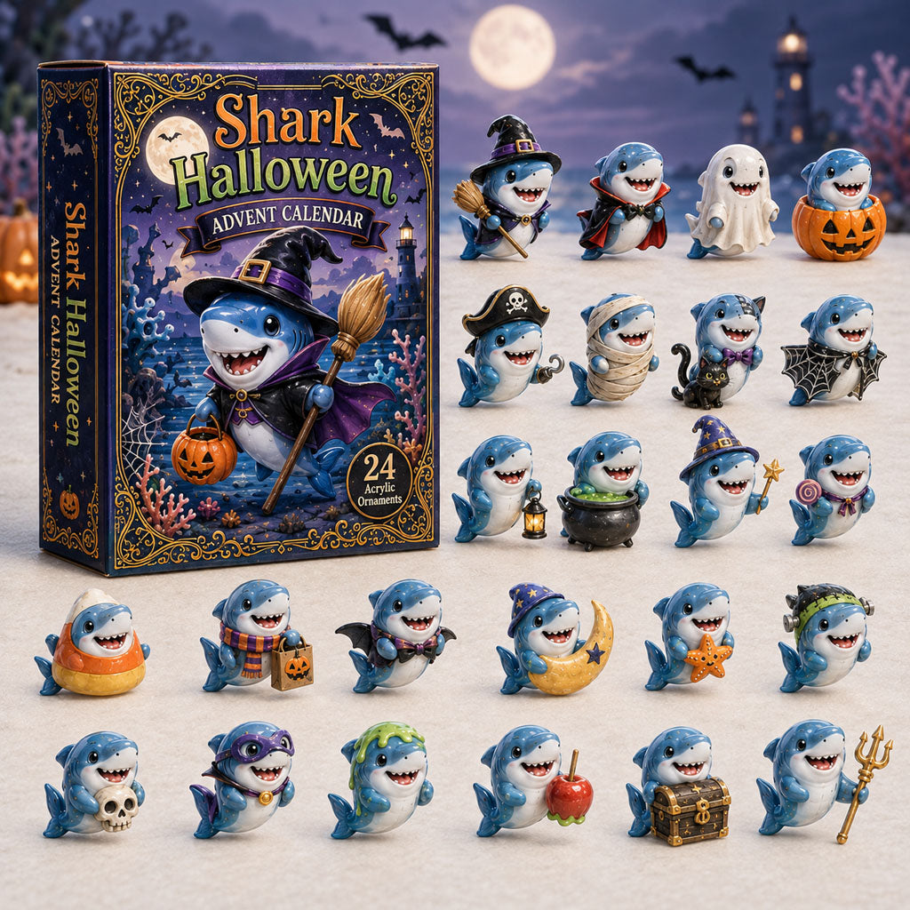 HALLOWEEN KICKOFF 40% OFF - Shark Halloween Advent Calendar 2026 - 24-Day Festive Countdown, Acrylic Charms Blind Box - Gift For Shark Lovers AC0HA035