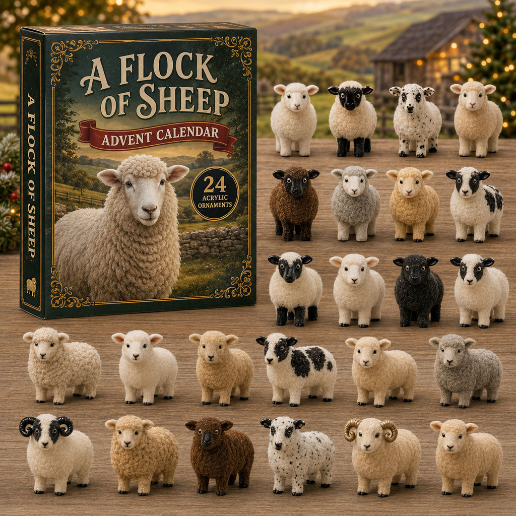 CHRISTMAS KICKOFF 40% OFF - Sheep Collection Advent Calendar 2026 - 24-Day Festive Countdown, Acrylic Charms Blind Box - Gift For Farm Lovers AC0TM017
