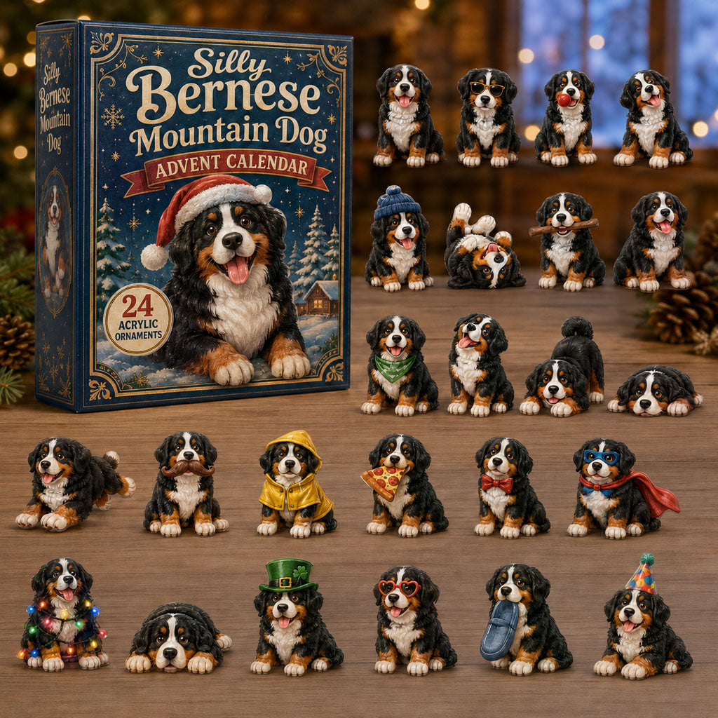 CHRISTMAS KICKOFF 40% OFF - Silly Bernese Mountain Dog Advent Calendar 2026 - 24-Day Festive Countdown, Acrylic Charms Blind Box - Gift For Bernese Mountain Dog Lovers AC0NT144