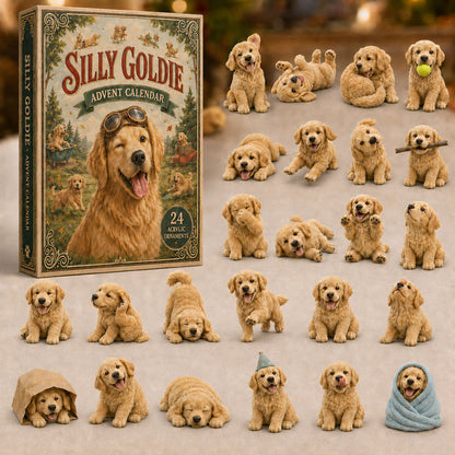CHRISTMAS KICKOFF 40% OFF - Silly Goldie Advent Calendar 2026 - 24-Day Festive Countdown, Acrylic Charms Blind Box - Gift For Dog Lovers AC0TM233