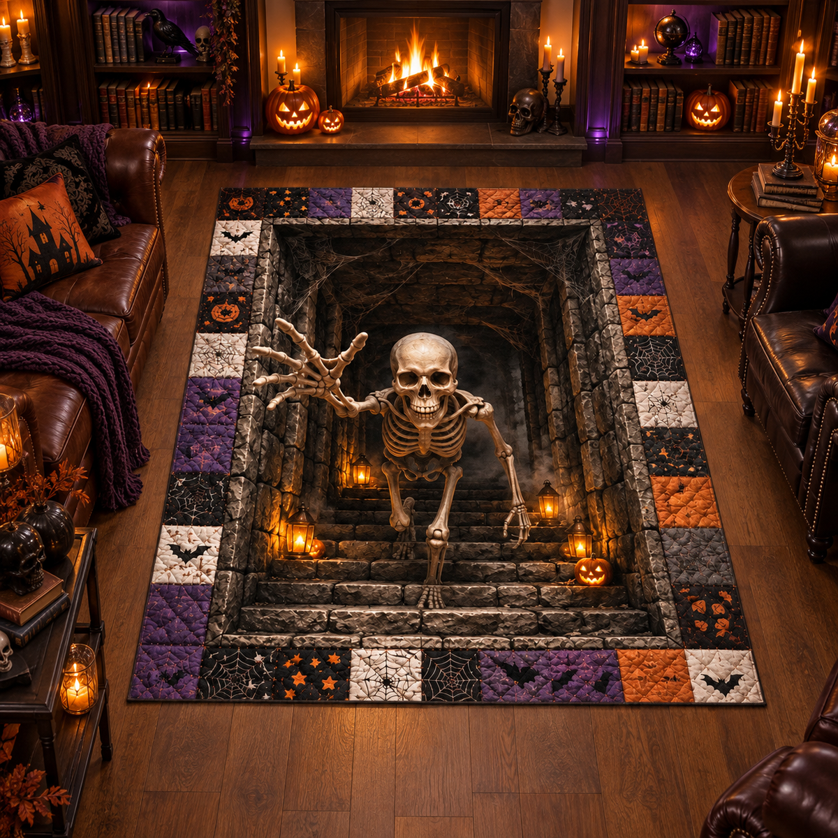 Skeleton Dungeon Crawl Halloween Area Rug