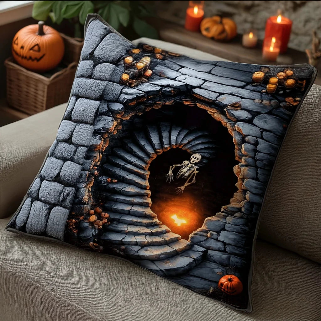 Skeleton Dungeon Halloween Quilted Pillow Case