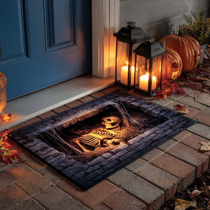 Skeleton Dungeon Pit Spooky Halloween Gate Doormat