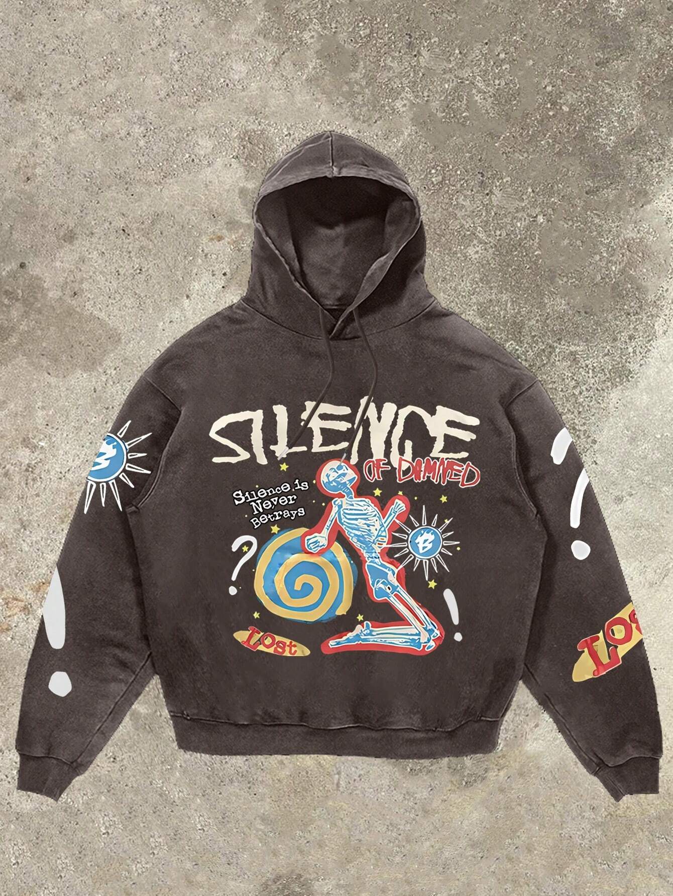 Skeleton Graphic Print Black Hoodie