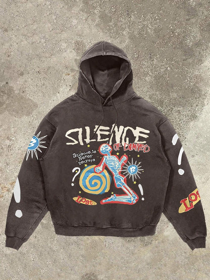 Skeleton Graphic Print Black Hoodie