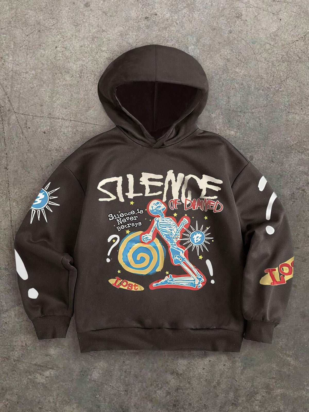 Skeleton Graphic Print Black Hoodie
