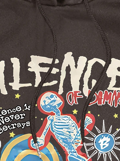 Skeleton Graphic Print Black Hoodie