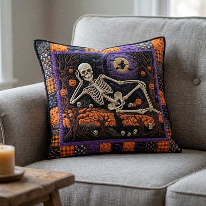 Skeleton Halloween Quilted Pillow Case