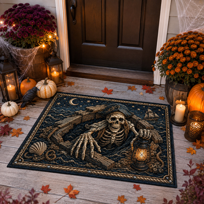 Skeleton Pirate Shipwreck Lantern Halloween Gate Doormat