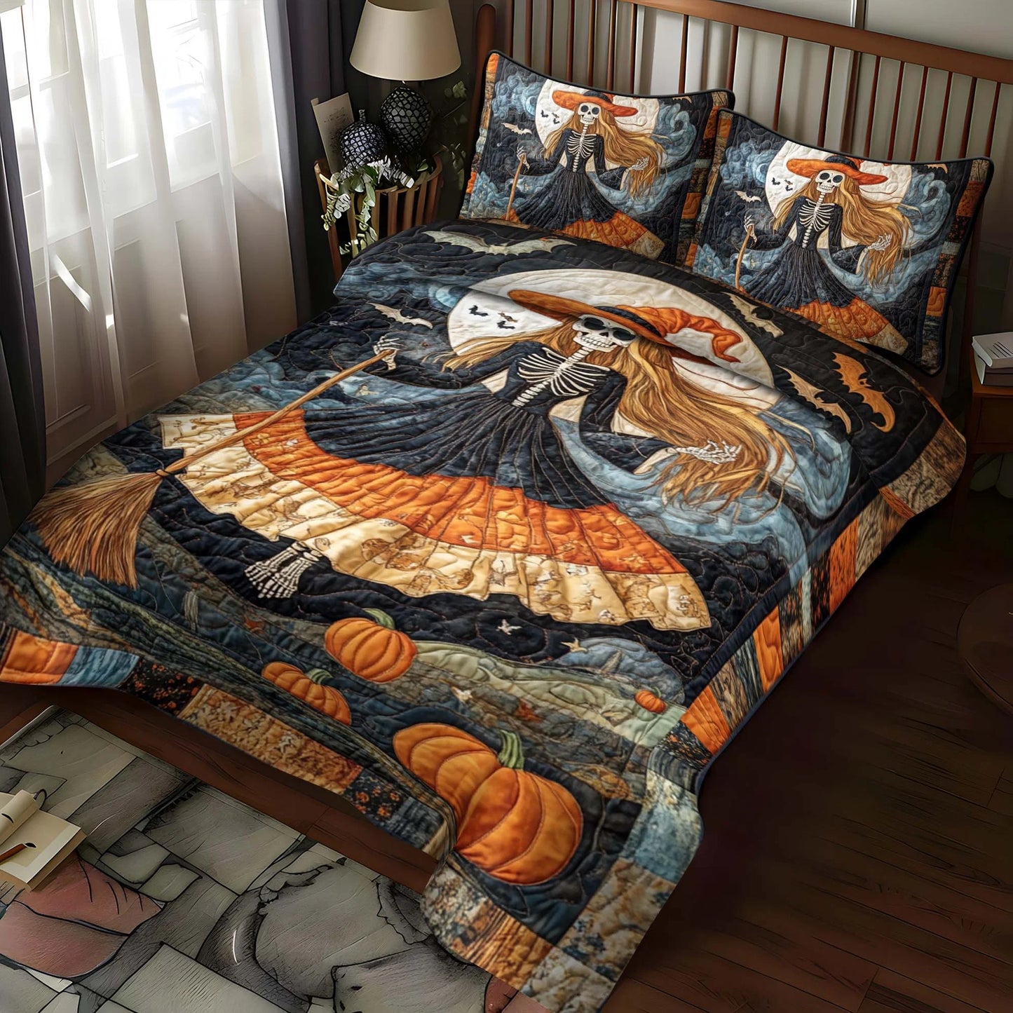 Skeleton Witch Halloween Bedding Set