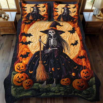 Skeleton Witch Pumpkin Halloween Bedding Set