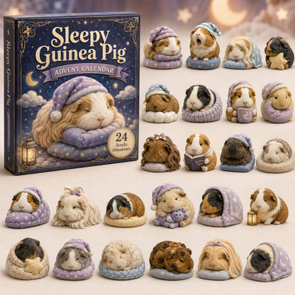CHRISTMAS KICKOFF 40% OFF - Sleepy Guinea Pig Advent Calendar 2026 - 24-Day Festive Countdown, Acrylic Charms Blind Box - Gift For Guinea Pig Lovers AC0TH100