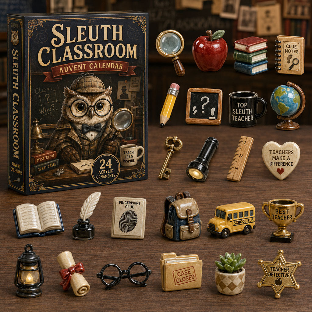 CHRISTMAS KICKOFF 40% OFF - Sleuth Classroom Advent Calendar 2026 - 24-Day Festive Countdown, Acrylic Charms Blind Box - Gift For Teacher AC0TM267