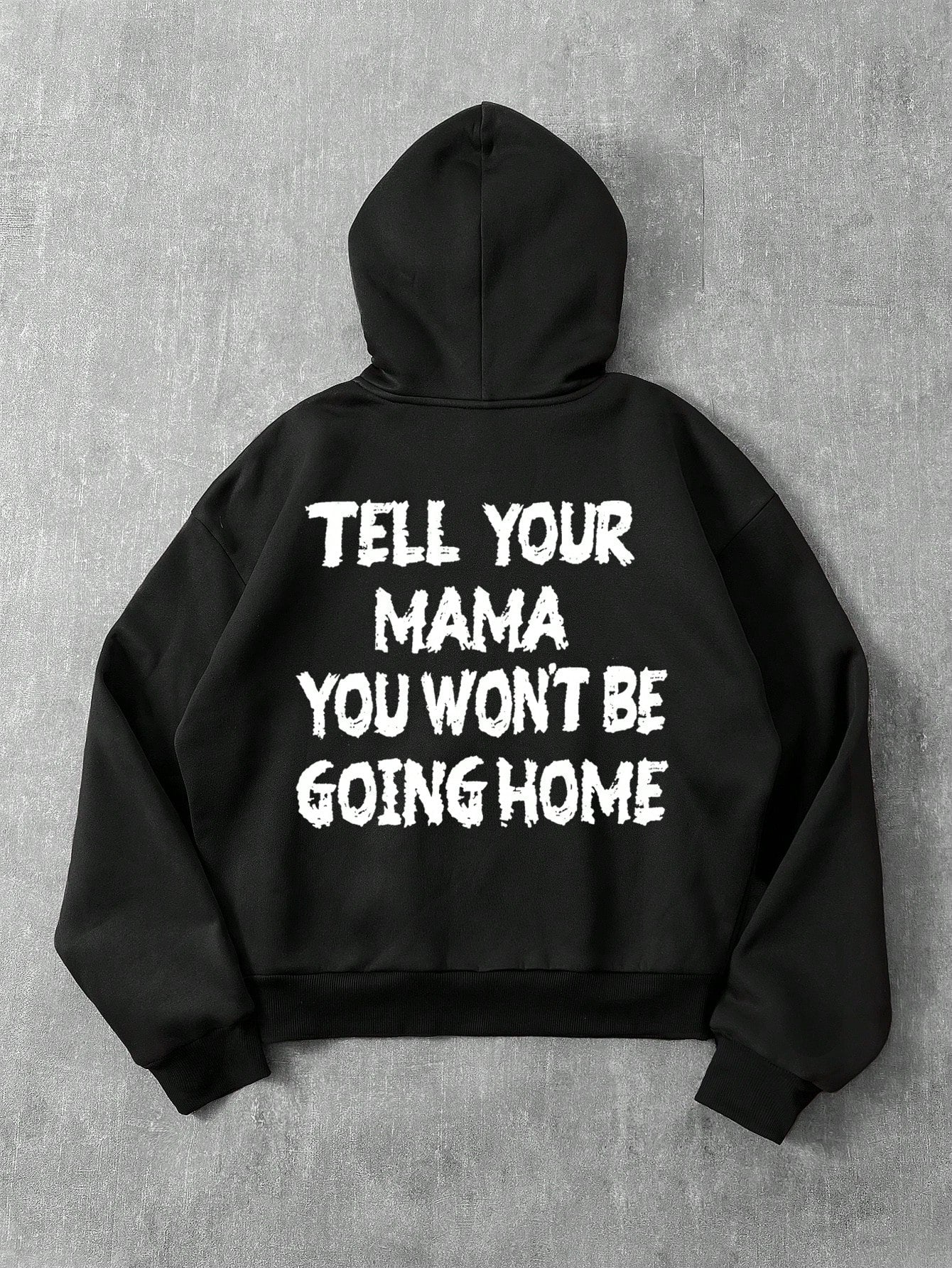 Slogan Distressed Black Hoodie
