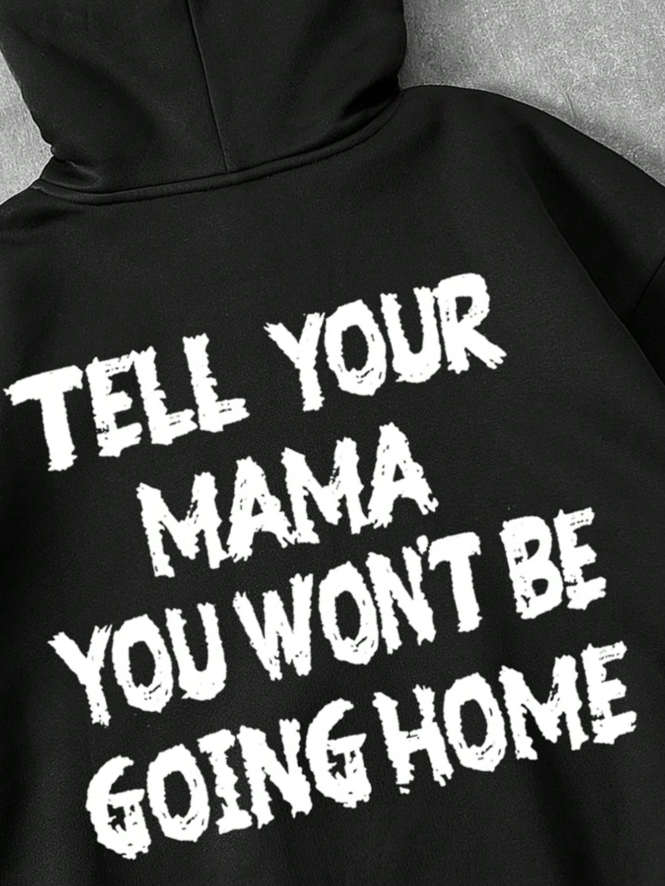 Slogan Distressed Black Hoodie