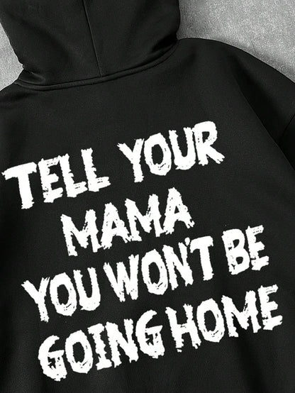 Slogan Distressed Black Hoodie