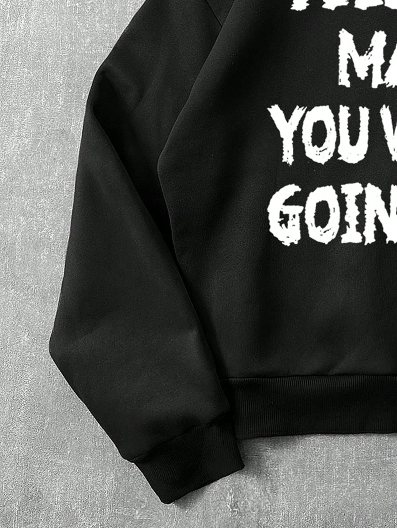 Slogan Distressed Black Hoodie