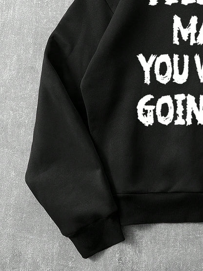 Slogan Distressed Black Hoodie