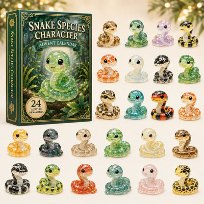 CHRISTMAS KICKOFF 40% OFF - Snake Species Advent Calendar 2026 - 24-Day Festive Countdown, Acrylic Charms Blind Box - Gift For Snake Lovers