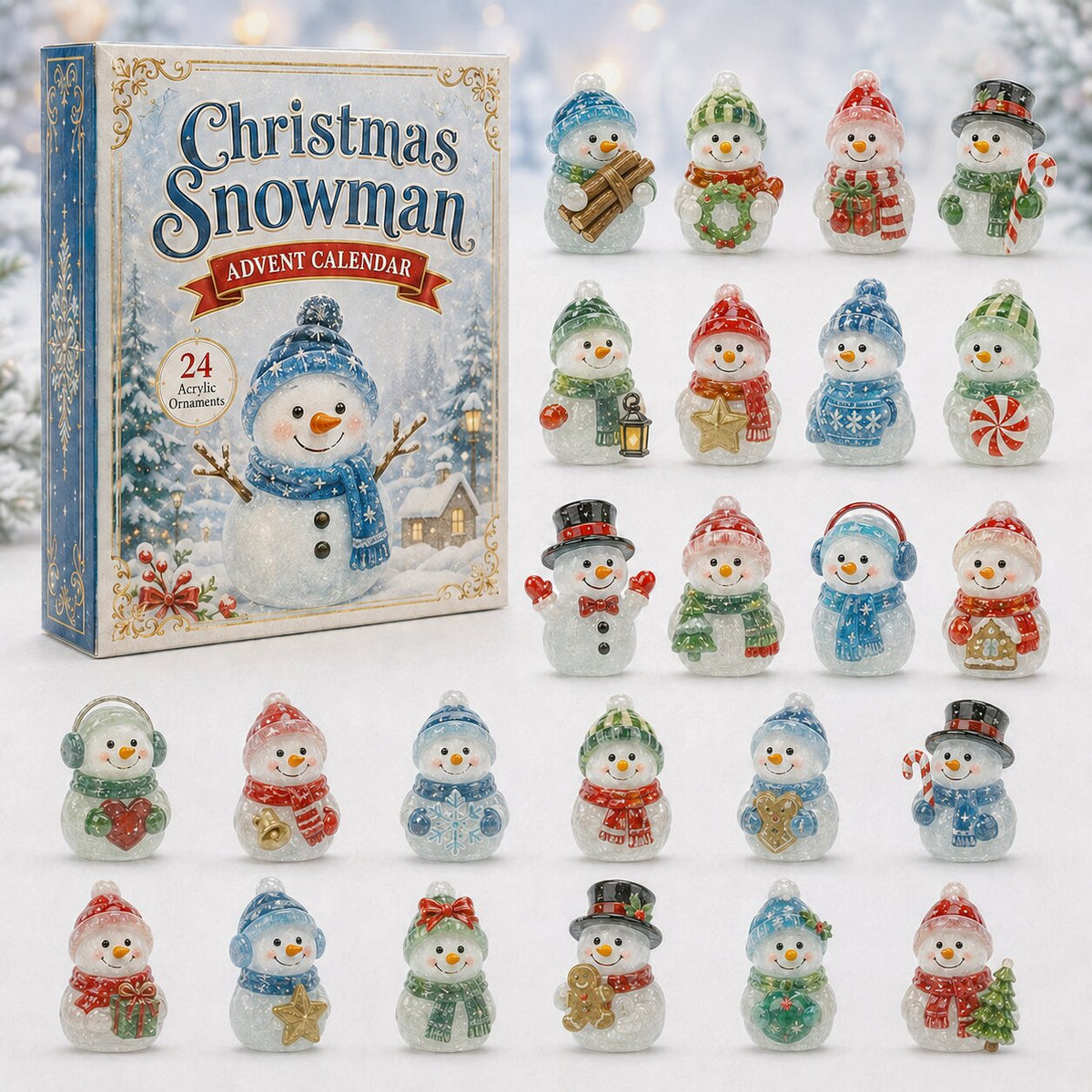 CHRISTMAS KICKOFF 40% OFF - Snowman Advent Calendar 2026 - 24-Day Festive Countdown, Acrylic Charms Blind Box - Gift For Holiday Lovers AC0NT005