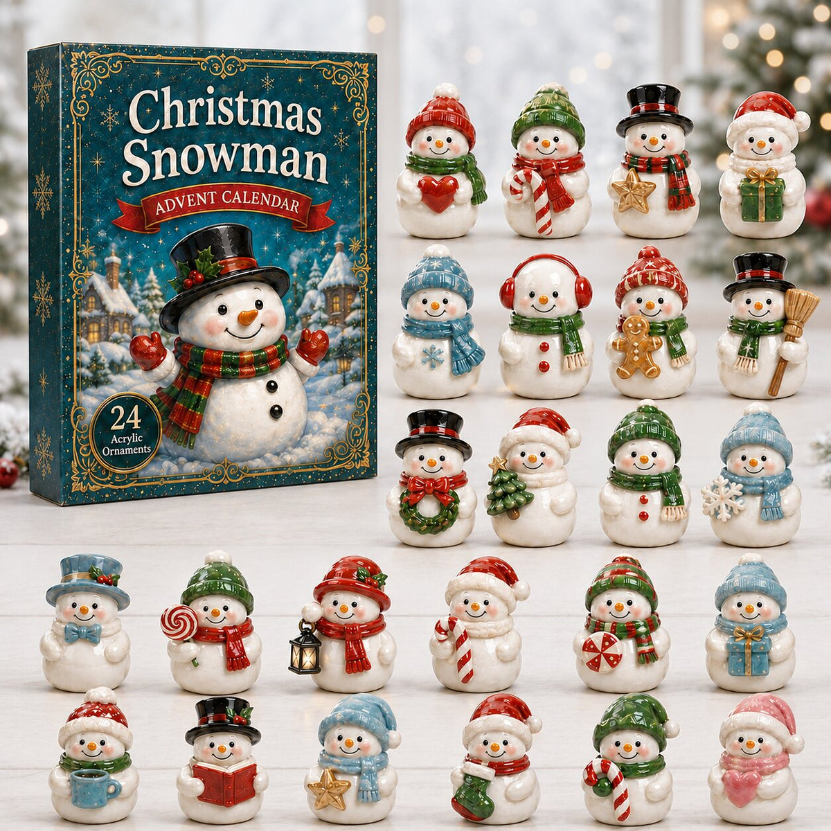 CHRISTMAS KICKOFF 40% OFF - Snowman Advent Calendar 2026 - 24-Day Festive Countdown, Acrylic Charms Blind Box - Gift For Festive Collectors AC0NT010