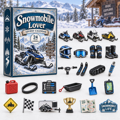 CHRISTMAS KICKOFF 40% OFF - Snowmobile Lover Advent Calendar 2026 - 24-Day Festive Countdown, Acrylic Charms Blind Box - Gift For Outdoor Hobby Lovers AC0HA269