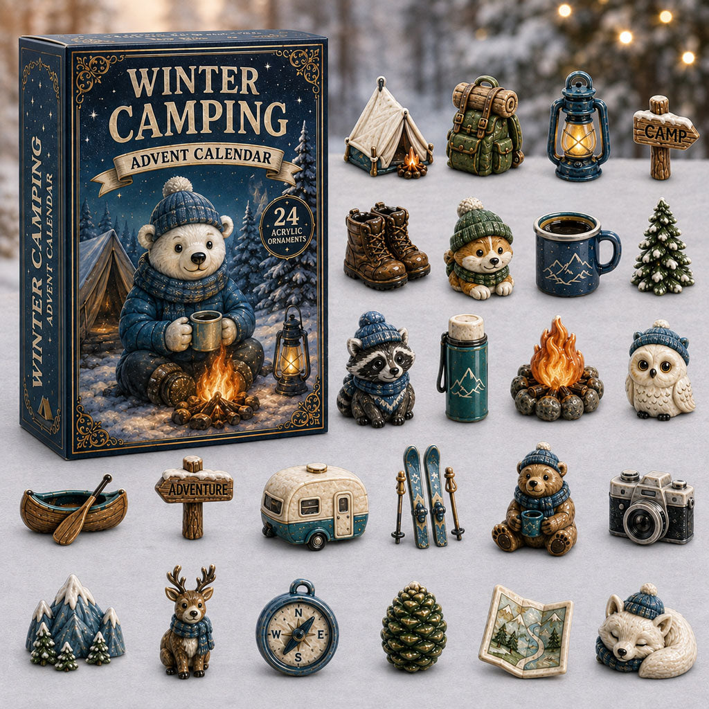 CHRISTMAS KICKOFF 40% OFF - Snowy Camp Advent Calendar 2026 - 24-Day Festive Countdown, Acrylic Charms Blind Box - Gift For Campers